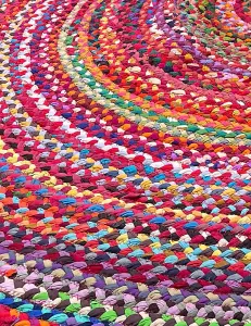 SUNDAR Round Rug Braided with Recycled Fabric - L60 x W60 - Multicolour