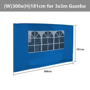 SunDaze Blue Side Panel with Window for 3x3M Pop Up Gazebo Tent 1 Piece