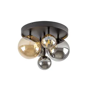 Luminosa Dark 5 Light Globe Ceiling Light Black, Brass, 2-Tone Crystal, G9