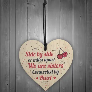 Red Ocean SISTER Friendship Gifts Handmade Wooden Hanging Heart Plaque Birthday Christmas Gift Keepsake