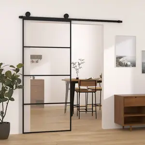 Berkfield Sliding Door with Hardware Set 90x205 cm ESG Glass&Aluminium