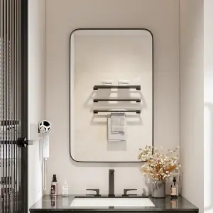 Aluminum Frame Bathroom Vanity Wall Mirror with Rounded Corner W 1220 x D 760 mm