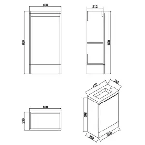 Aquarius Halite Waterproof White 400mm Vanity Unit and 1TH Basin