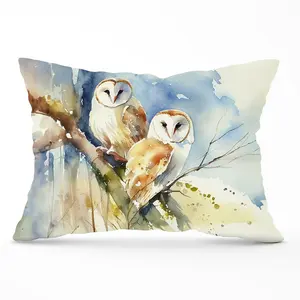 Barn Owls Watercolour Cushions 33cm x 48cm