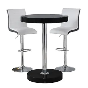 Furniture In Fashion Havana Bar Table In Black With 2 Ritz White And Black Bar Stools