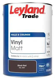 Leyland Trade Vinyl Matt Walls & Ceilings Emulsion Paint Black Red (RAL 3007) 5L