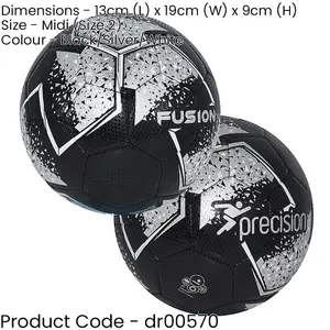 Size 2 Mini Training Football - BLACK/SILVER Home Keep Up Control Training Ball