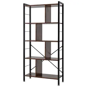 5 Tier Bookcase Display Rack Bookshelf Industrial Standing Book Storage Organizer