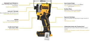 Dewalt DCF850N 18v XR Brushless Ultra Compact Impact Driver + Toughsystem Case