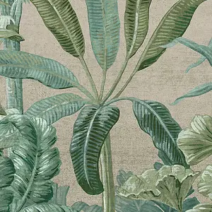 Botanical Palm Leaves 3 lane Repeatable Wallpaper Mural, Green