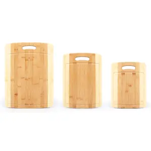 Woodluv Set of 3 Wooden Chopping Cutting Boards Set Antibacterial, - 40 x 30 x 1.8 cm, 33 x 23 x 1.8 cm, 28 x 21 x 1.8 cm