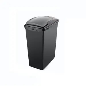 Plastic Manual Lift Rubbish Bin - 40L (Set of 3) Eco Black