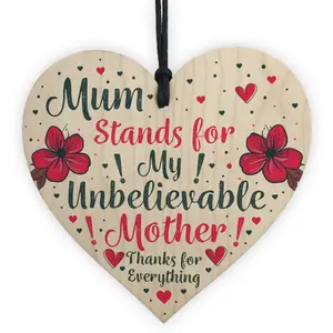 Red Ocean Mum Mother Gifts From A Daughter Or A Son Wooden Heart Sign Gift For Mothers Day Mum Birthday Gifts