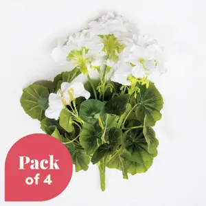 Blooming Artificial - Multi Pack Faux Geranium Bush Bundle - Outdoor Fake Flower