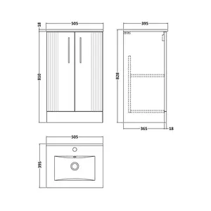 Deco 505mm Single Bathroom Vanity with Integrated Vitreous China Basin Satin White