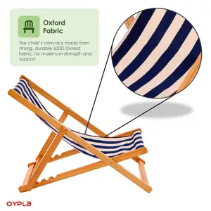 Oypla Traditional Folding Hardwood Garden Beach Deck Chairs Deckchairs