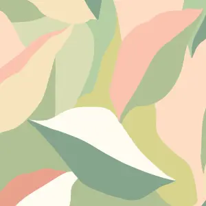 Hoopla Walls Leafy Patchwork Olive & Blush Smooth Matt Wallpaper