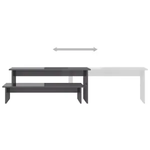 Berkfield TV Cabinet High Gloss Grey 180x30x43 cm Engineered Wood