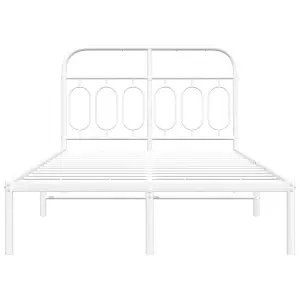 Berkfield Metal Bed Frame without Mattress with Headboard White 120x190cm