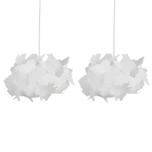 First Choice Lighting Set of 2 White Butterfly Easy Fit Light Shades