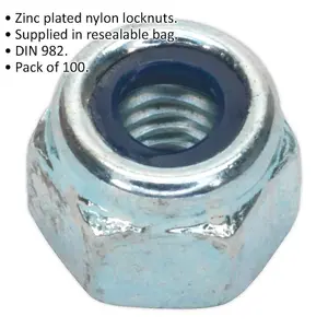 100 Pack Zinc Plated Nylon Locknut Bolts - M5 DIN 982 - Durable and Versatile Fasteners