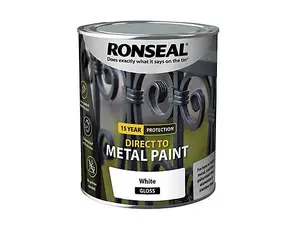 Ronseal 39198 Direct to Metal Paint White Gloss 750ml RSLDTMWG750