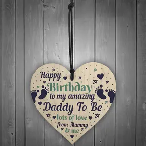 Red Ocean Daddy Gifts Wooden Heart Daddy To Be Birthday Cards Daddy To Be From Bump Gifts Keepsake