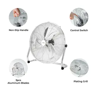 Geepas 16 Inch Floor Fan, Floor Standing Cooling Fan with 3 Speed, Tilt Function