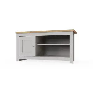 Light Grey TV Unit Stand Media 1 Door and Open Shelf