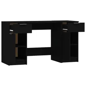 Berkfield Desk with Side Cabinet Black Engineered Wood