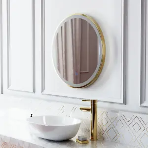 Nes Home Touch Sensor Bathroom LED Mirror Demister 600mm Brushed Brass