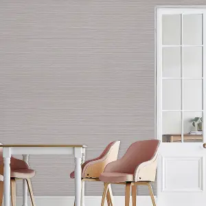 Plain Champagne Striped Textured Non-pasted PVC Wallpaper 950cm