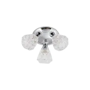 First Choice Lighting Pair of Polished Chrome Flush Fitting with Crystal Effect Glass Shades