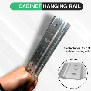 6x 1m Hanging Rail Kitchen Cabinet Cupboard Wall Mounting Bracket Hanger