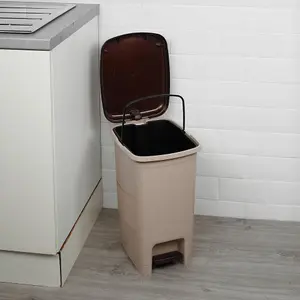 URBNLIVING 25L Slim Pedal Waste Recycling Bin Can Insert Step On Lid Kitchen Bathroom Cappuccino