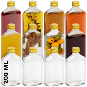 HEFTMAN Glass Flask Bottles 200ml - 12 Pack