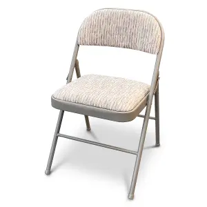 Grey Fabric Padded Brand New Deluxe Strong Steel Metal Frame Folding Chair