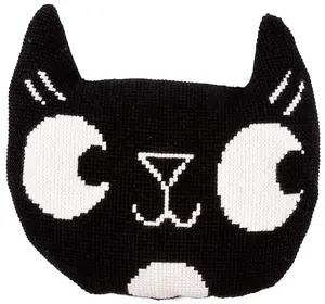 S/CUSHION BLACK CAT - Cross Stitch Kit: Cushion: Eva Mouton: Black Cat - Vervaco