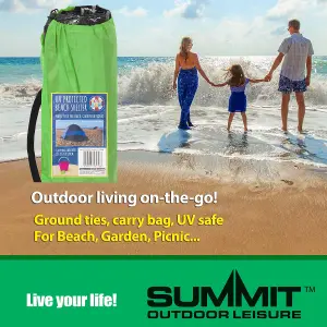 Green UV Protection Beach Shelter Factor 40 Tent In Carry Bag