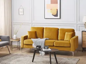 3 Seater Velvet Sofa Yellow GAVLE