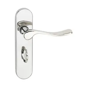 URBNLIVING 174mm Length 2 Pcs Berkshire Metal & Polished Nickel Lever Latch Bathroom Door Handles Set