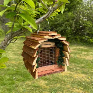 Hanging Wooden Barkwood Nut Bird Feeder