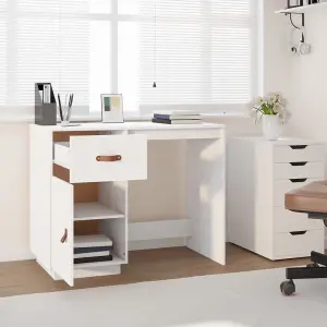 Berkfield Desk White 95x50x75 cm Solid Wood Pine