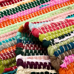 Chindi Handwoven Multi Coloured Recycled Rag Rug - 200 x 290cm