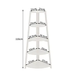 Modern 5 Tier Wooden Ladder Corner Shelf Rack Shelf Bookcase Home Display Shelving Unit 116CM