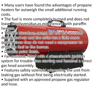 Space Warmer Propane Heater - 102000 to 170000 Btu/hr - Gas Regulator & Hose