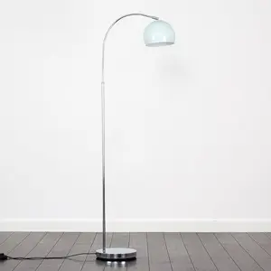 Derosier 152cm Arched Floor Lamp Chrome / Pale Blue