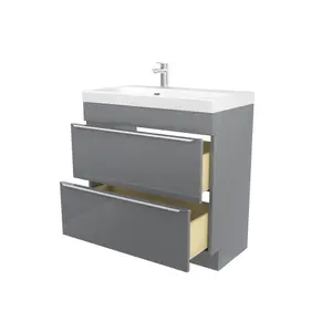 GoodHome Imandra Grey Freestanding Vanity unit & basin set - Includes Mila basin (W)804mm