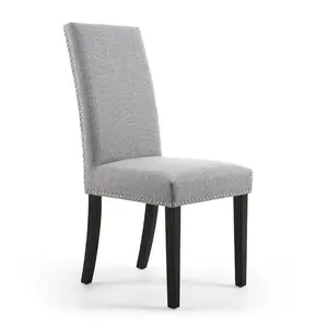 Richard Upholstered Dining Chair (Set of 2) Silver Grey Linen Effect / Black