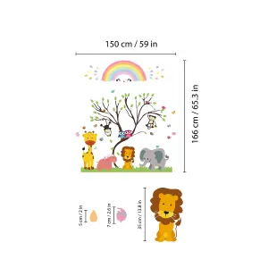 Walplus Combo Kids - Safari Animals Over The Rainbow Wall Sticker PVC